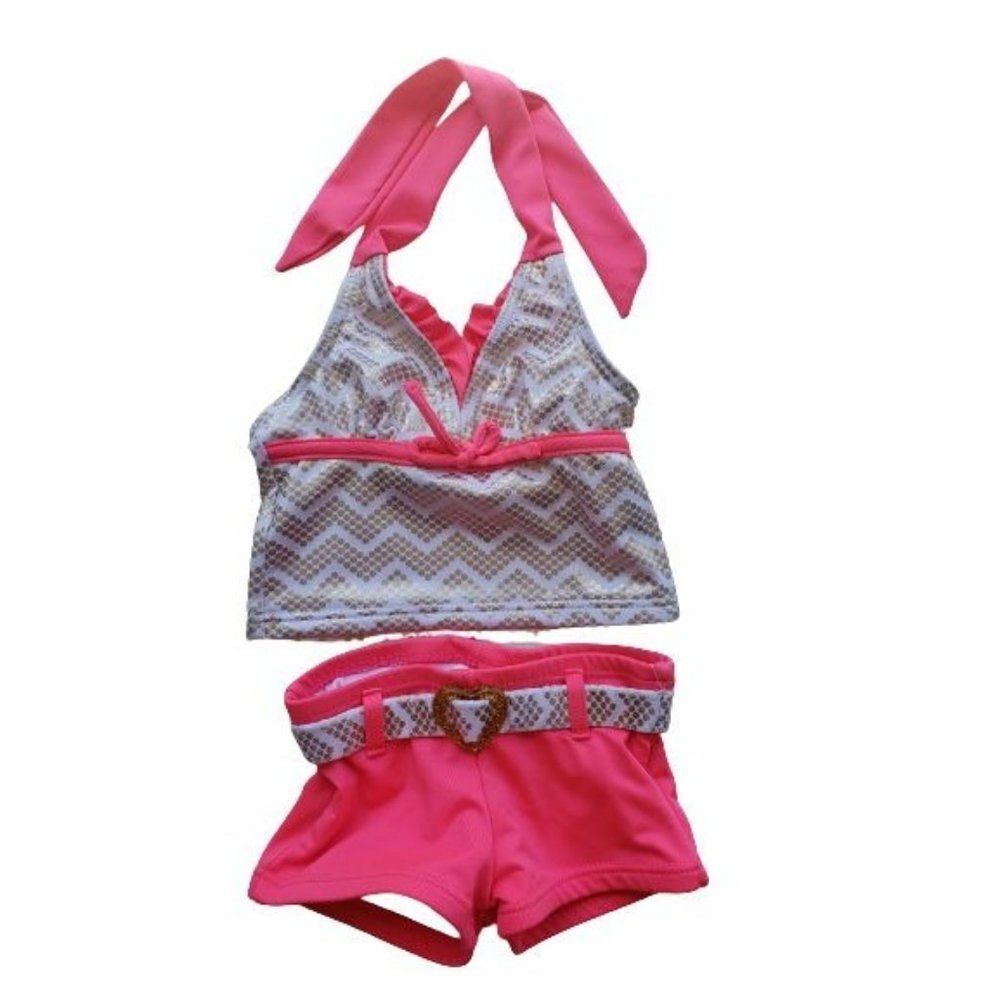 Baby Girls Swimsuit Pink Tankini Swimwear 2 piece Set 18 months NWOT